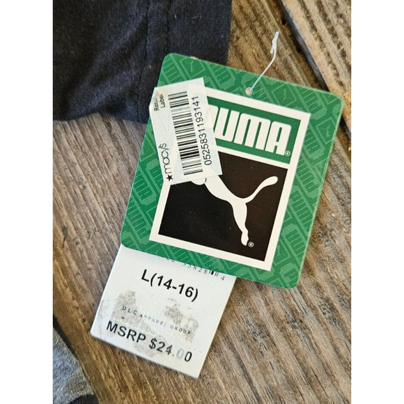 Puma Boys T Shirt Large 14-16 Black Short Sleeve Graphic Logo Basic Tee NWT - Picture 2 of 4